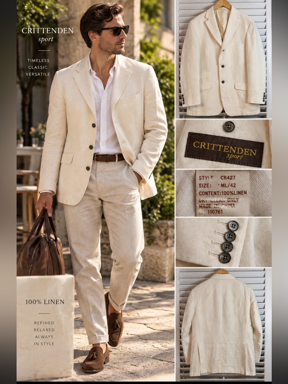 Men’s Cream Linen Blazer